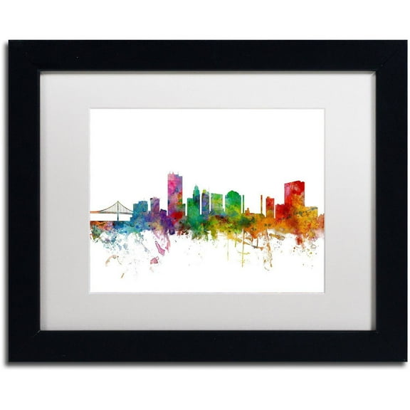 Trademark Fine Art 'Toledo Ohio Skyline' Canvas Art by Michael Tompsett, White Matte, Black Frame