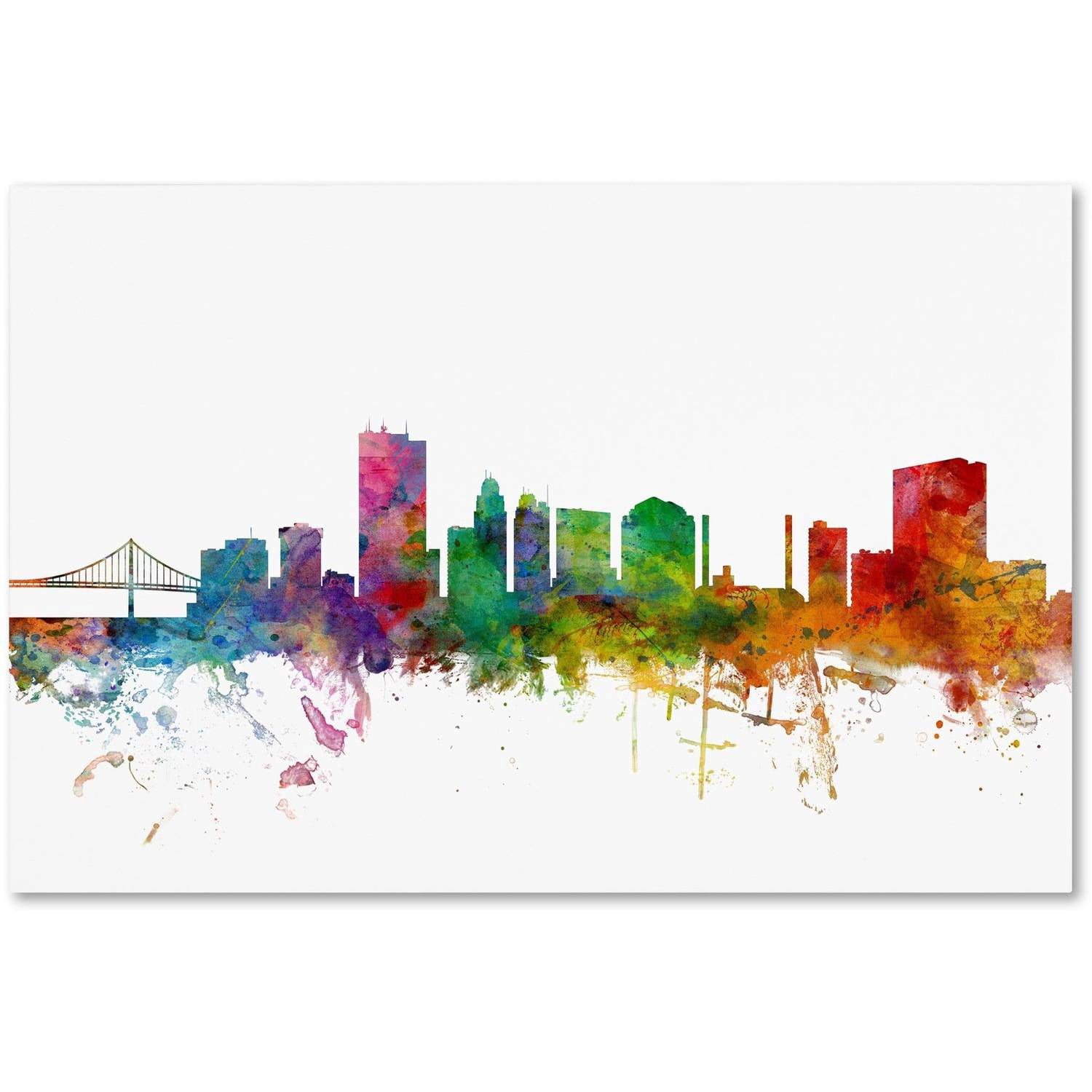 Trademark Fine Art "Toledo Ohio Skyline" Canvas Art by Michael Tompsett