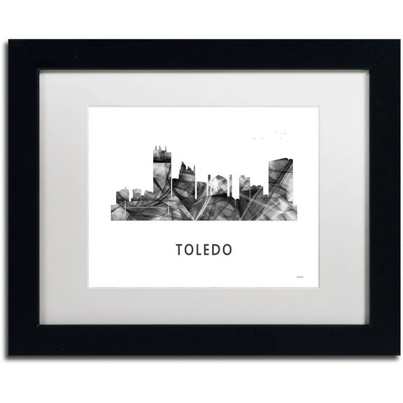 Trademark Fine Art 'Toledo Skyline WB-BW' Canvas Art by Marlene Watson, White Matte, Black Frame
