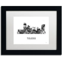 Trademark Fine Art 'Toledo Skyline WB-BW' Canvas Art by Marlene Watson, White Matte, Black Frame
