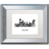Trademark Fine Art 'Toledo Skyline WB-BW' Canvas Art by Marlene Watson, White Matte, Silver Frame