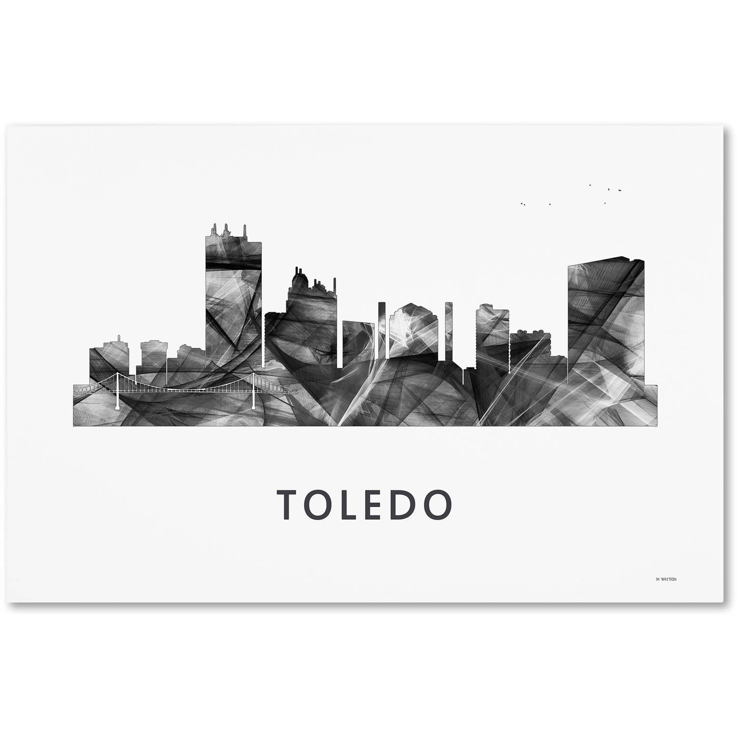 Trademark Fine Art 'Toledo Skyline WB-BW' Canvas Art by Marlene Watson
