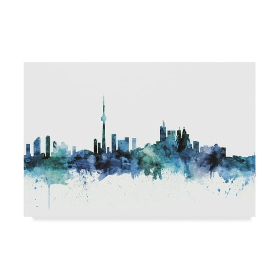 Trademark Fine Art 'Toronto Canada Blue Teal Skyline' Canvas Art by Michael Tompsett