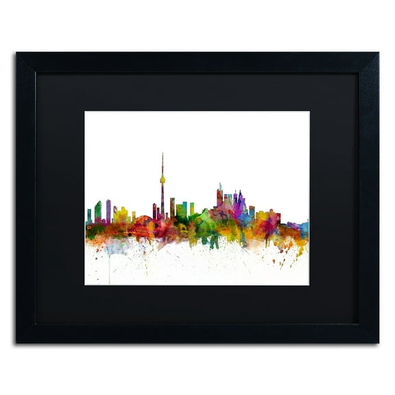 Trademark Fine Art "Toronto Canada Skyline IV" Canvas Art by Michael Tompsett Black Matte, Black Frame