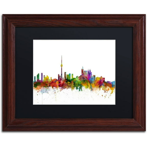 Trademark Fine Art "Toronto Canada Skyline IV" Canvas Art by Michael Tompsett Black Matte, Wood Frame