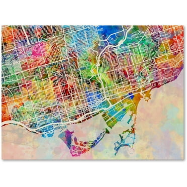 Trademark Fine Art "Toronto Street Map" Canvas Art by Michael Tompsett