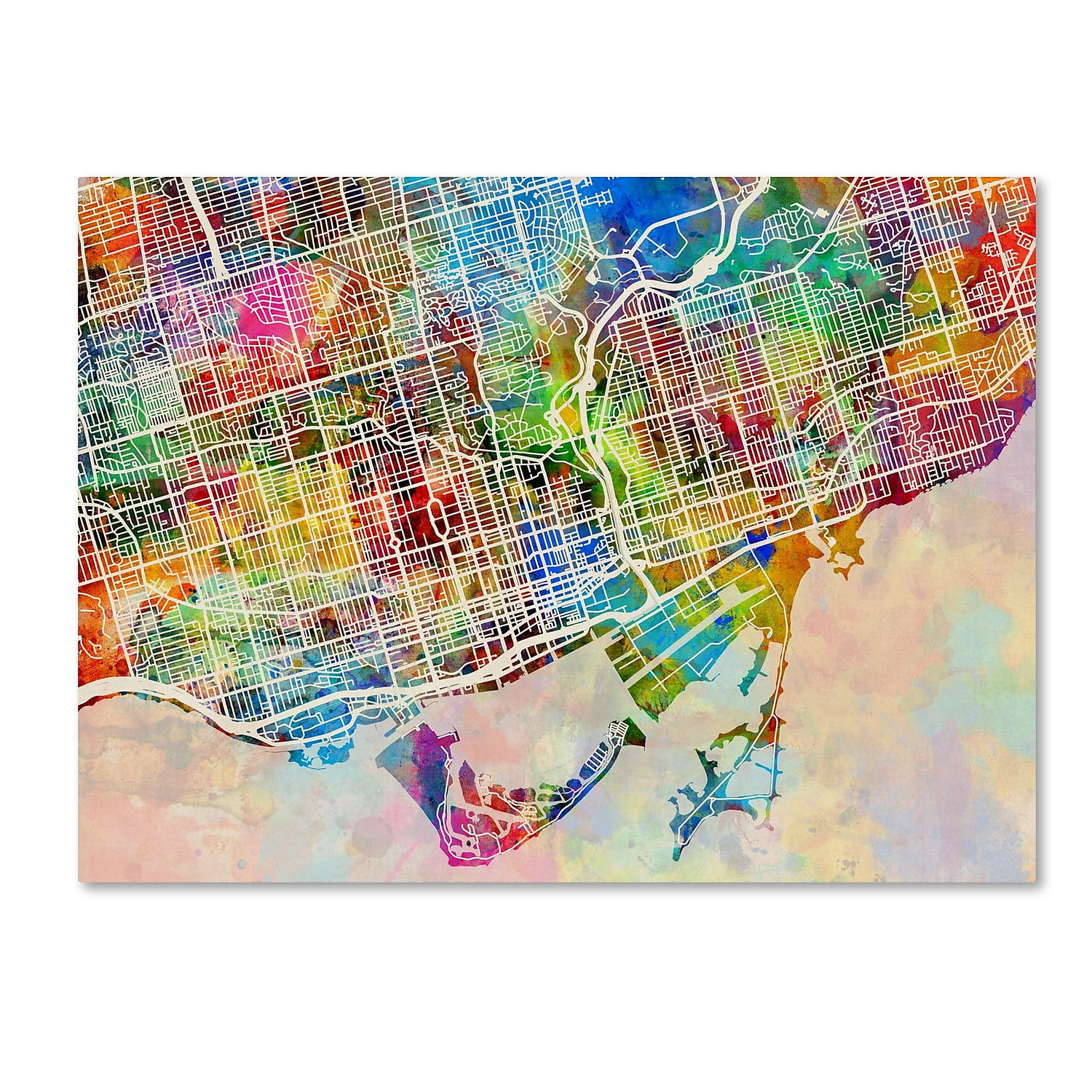 Colorful Toronto Street Map Canvas Art, 27 x 33 Inches