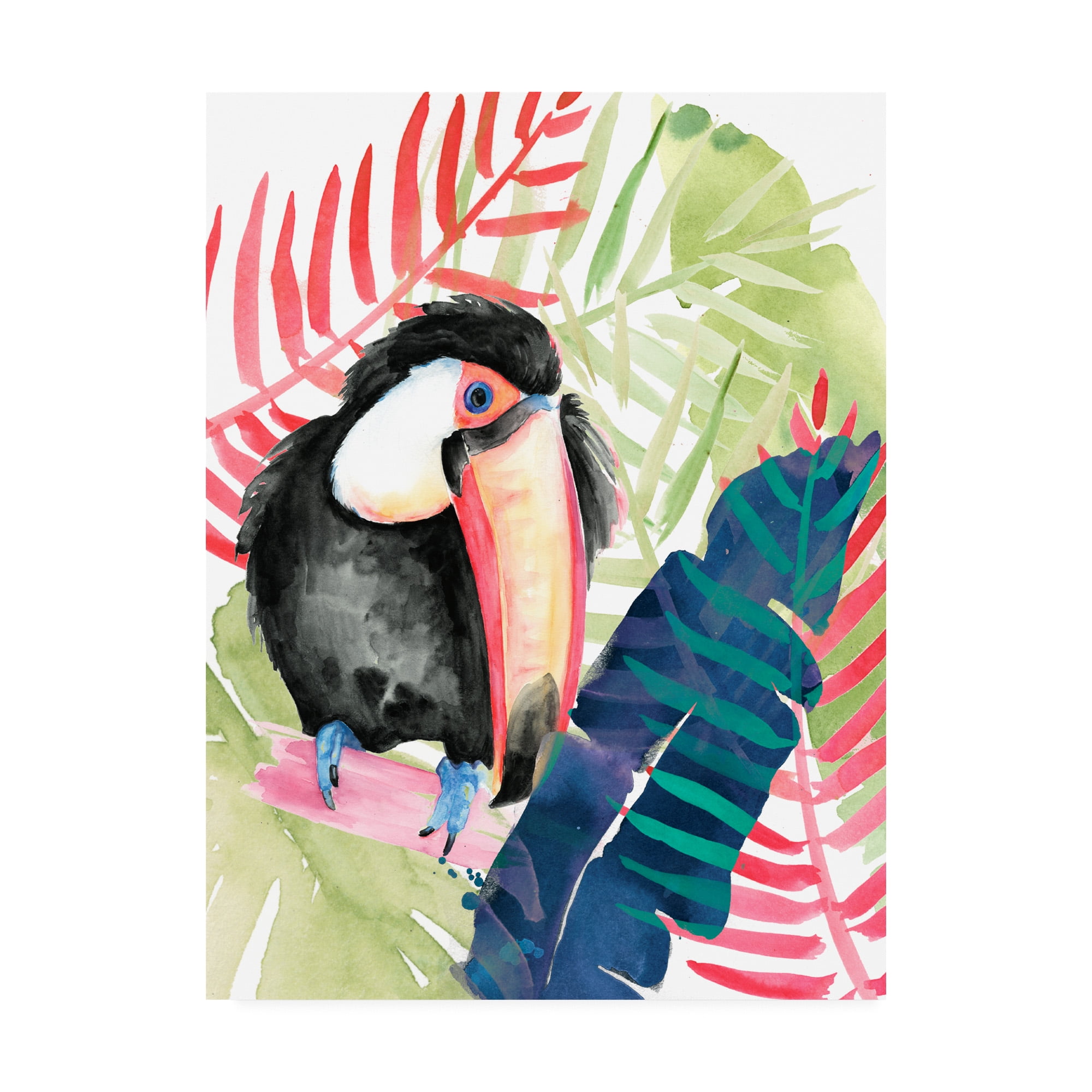 Colorful Tropical Toucan Canvas Art in 14 x 19 Frame
