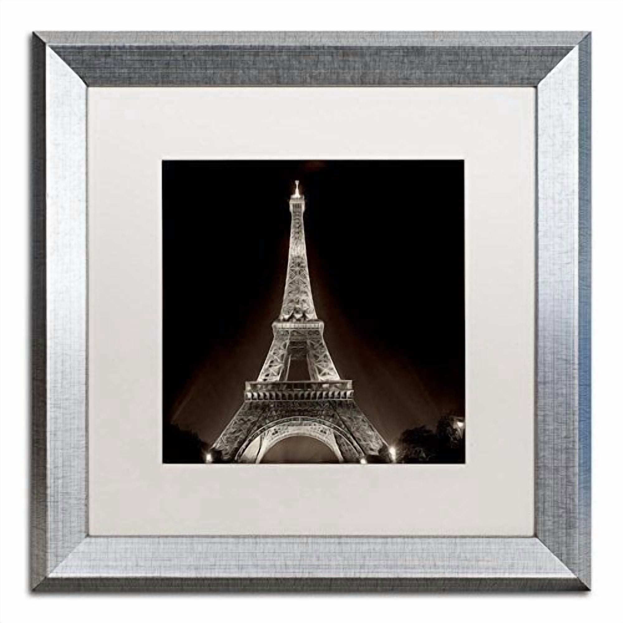 Trademark Fine Art "Tour Eiffel II" Canvas Art by Alan Blaustein, White Matte, Silver Frame
