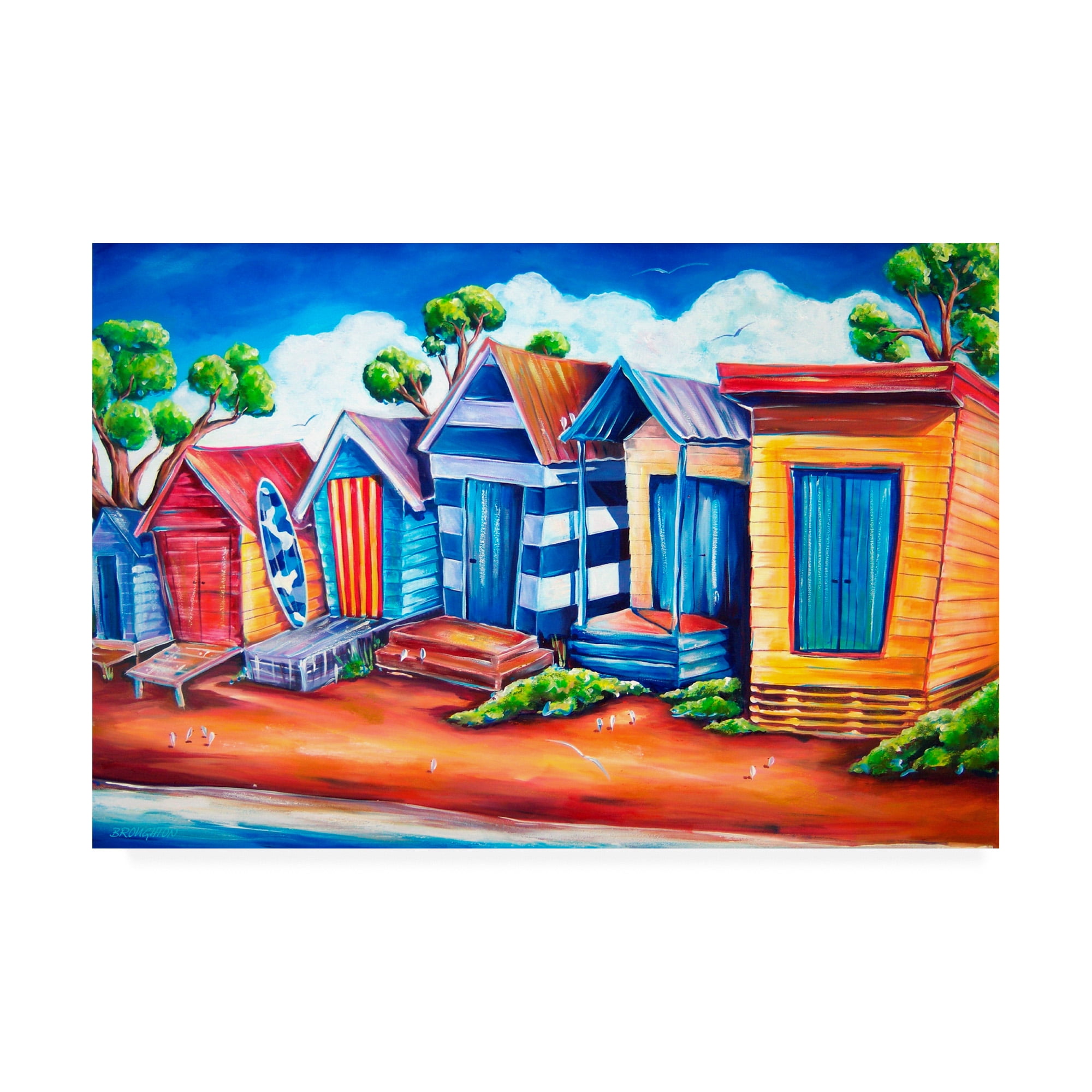Trademark Fine Art 'Tourist Beach huts' Canvas Art by Deborah Broughton