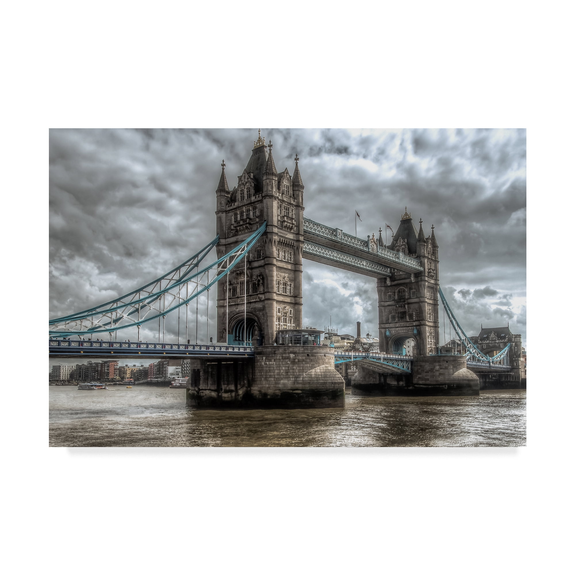 Large Gray and Blue Tower Bridge London Canvas Art