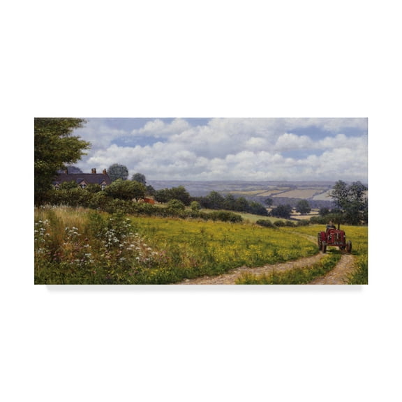 Trademark Fine Art 'Tractor At Little Eaton' Canvas Art by Bill Makinson