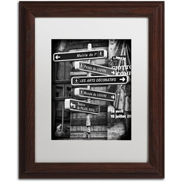 Trademark Fine Art "Traffic Signs Paris" Canvas Art by Philippe Hugonnard, White Matte, Wood Frame