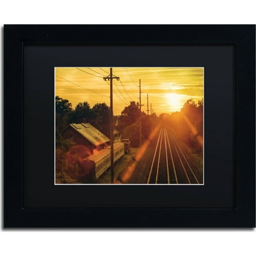 Trademark Fine Art "Train Depot" Canvas Art by Jason Shaffer, Black Matte, Black Frame