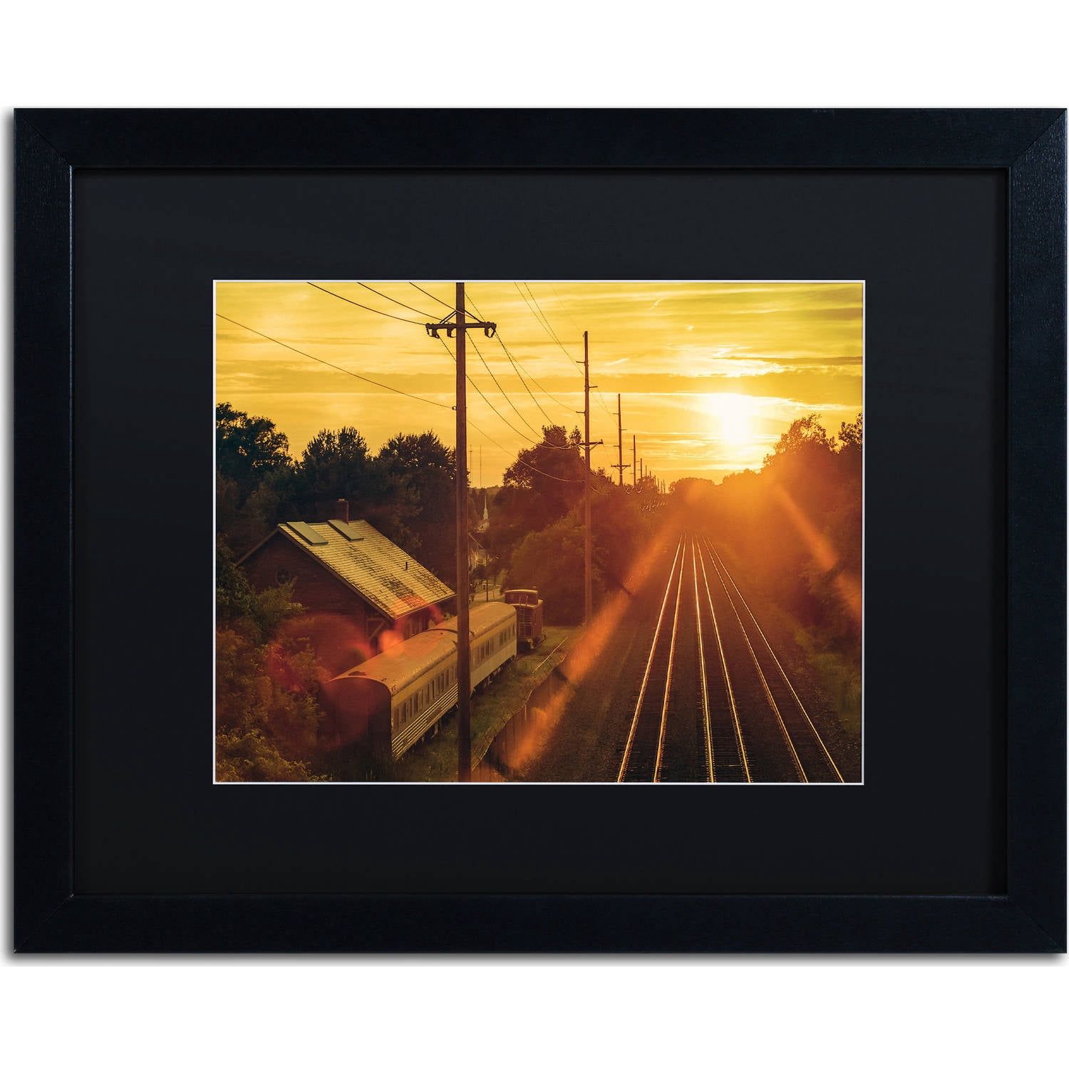 Trademark Fine Art "Train Depot" Canvas Art by Jason Shaffer, Black Matte, Black Frame