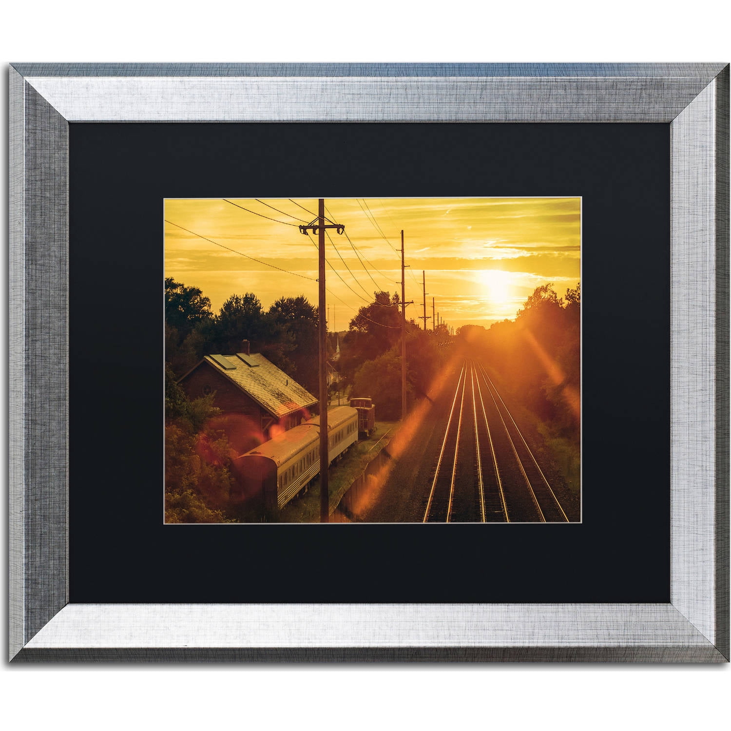 Trademark Fine Art "Train Depot" Canvas Art by Jason Shaffer, Black Matte, Silver Frame