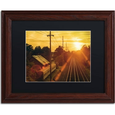 Trademark Fine Art "Train Depot" Canvas Art by Jason Shaffer, Black Matte, Wood Frame