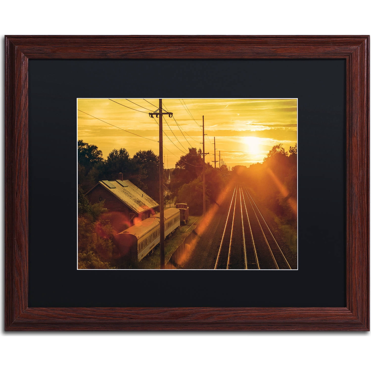 Trademark Fine Art "Train Depot" Canvas Art by Jason Shaffer, Black Matte, Wood Frame