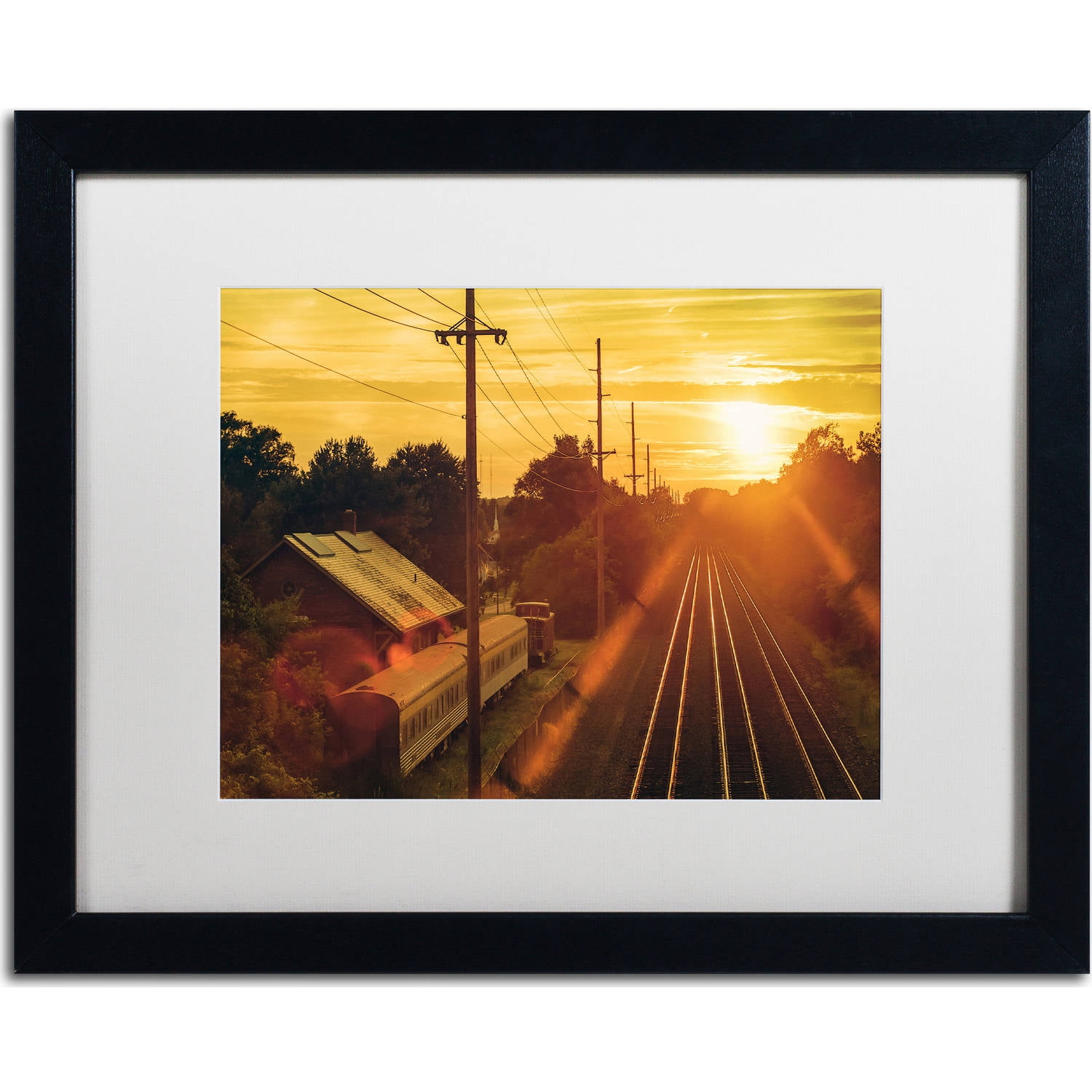 Trademark Fine Art "Train Depot" Canvas Art by Jason Shaffer, White Matte, Black Frame