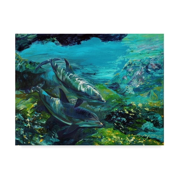Trademark Fine Art 'Tranquility Atlantic Bottlenose Dolphins' Canvas Art by Lucy P. Mctier