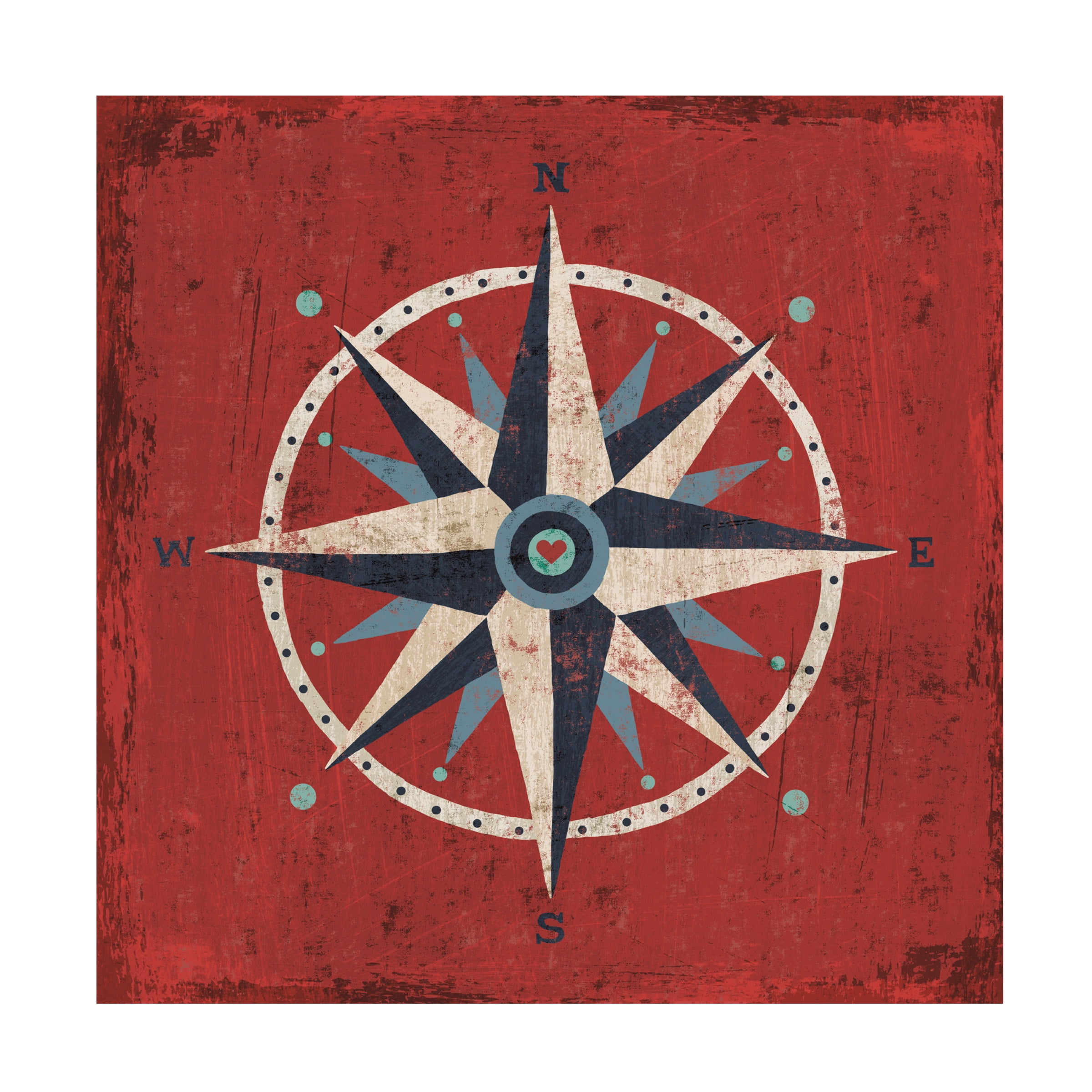 Trademark Fine Art Transportation Canvas Art ' Nautical Love Compass ' by Michael Mullan