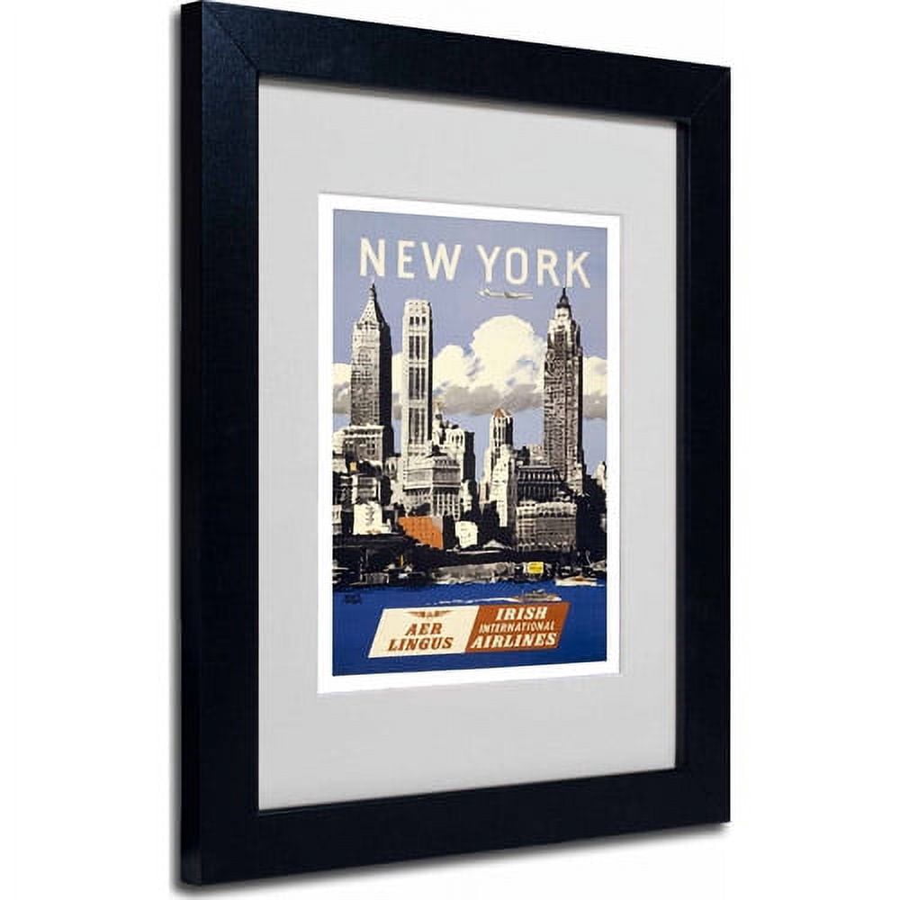 Trademark Fine Art "Trav NY Aer Lingus" Matted Framed Art by Vintage Apple Collection, Black Frame