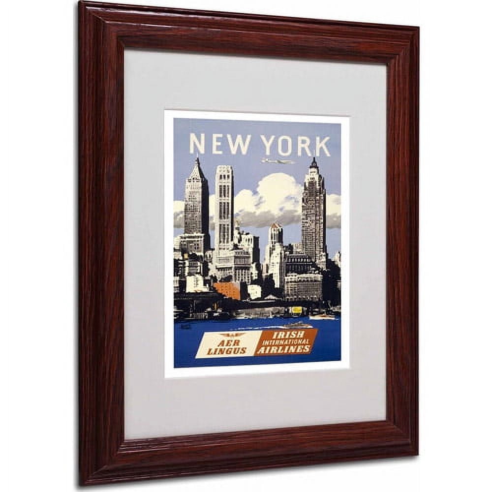 Trademark Fine Art "Trav NY Aer Lingus" Matted Framed Art by Vintage Apple Collection, Wood Frame