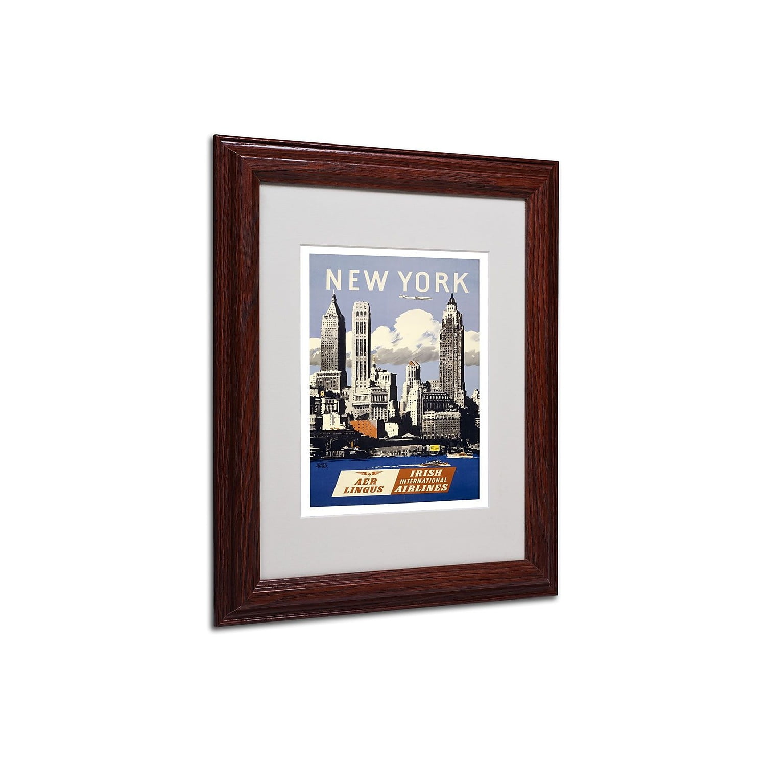 Vintage New York City Poster in Dark Wood Frame, 11x14-Inch