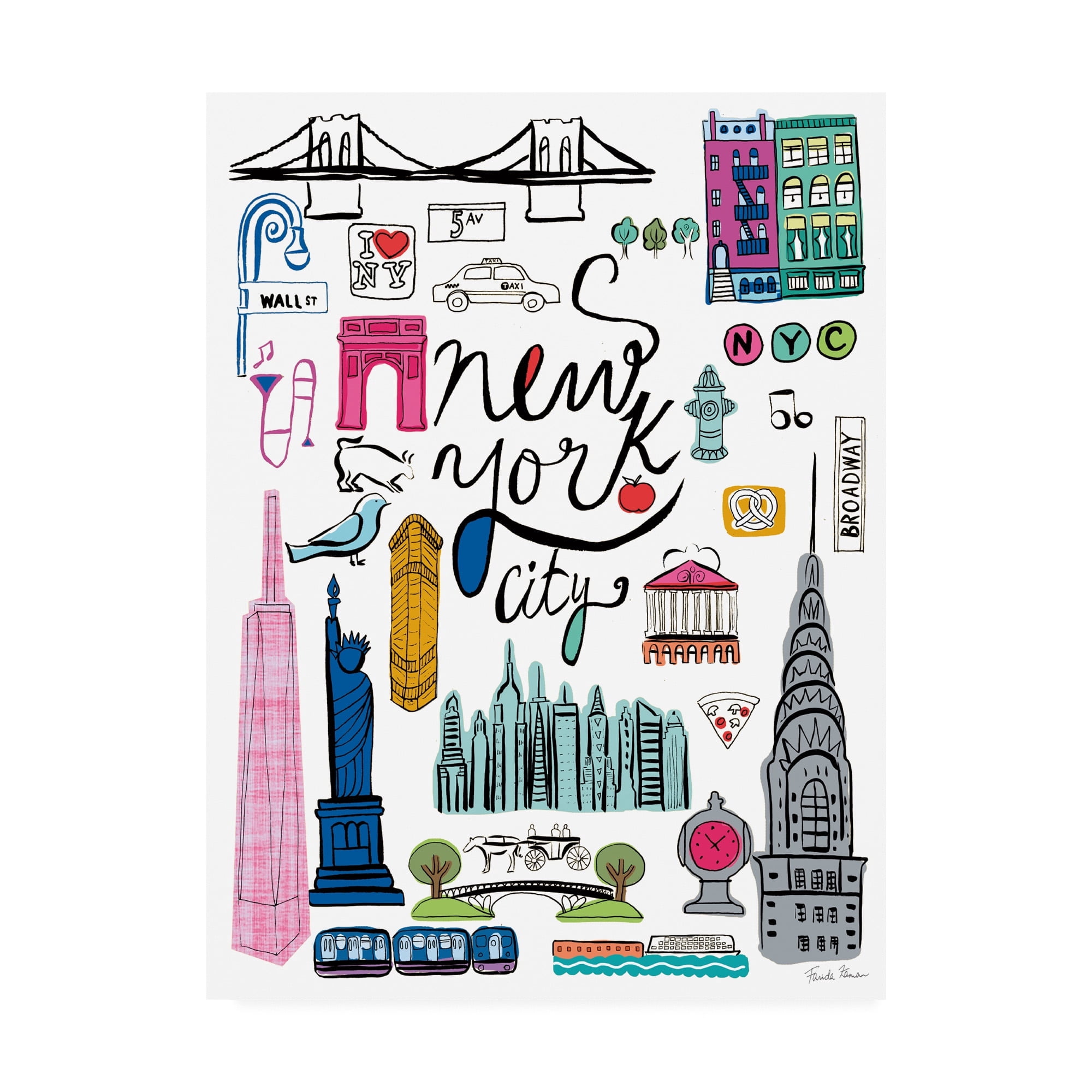 Trademark Fine Art 'Travel NYC White' Canvas Art by Farida Zaman
