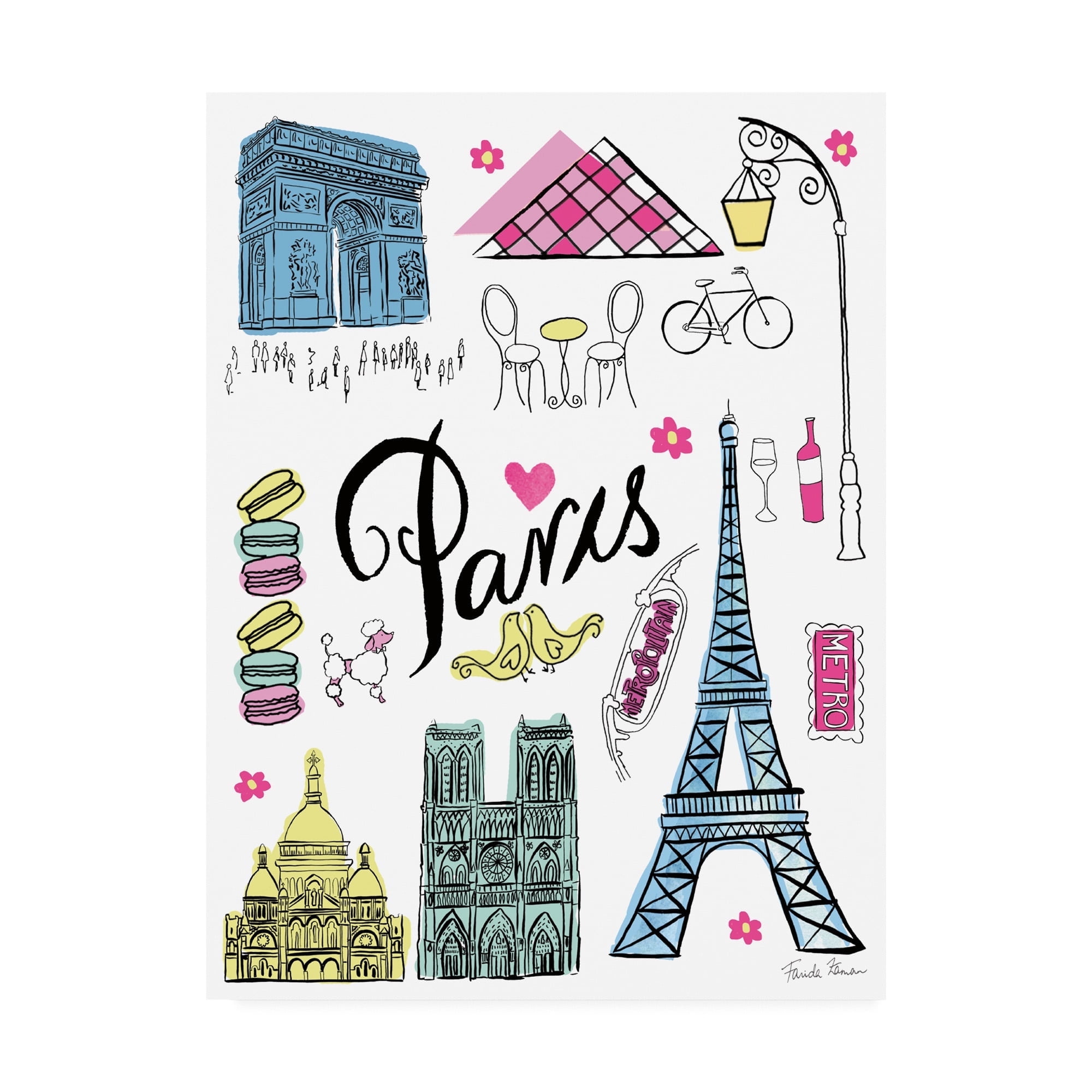 Trademark Fine Art 'Travel Paris White' Canvas Art by Farida Zaman