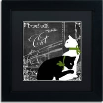 Trademark Fine Art "Travel With Your Cat" Canvas Art by Color Bakery, Black Matte, Black Frame