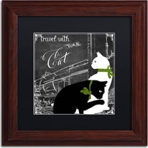 Trademark Fine Art "Travel With Your Cat" Canvas Art by Color Bakery, Black Matte, Wood Frame