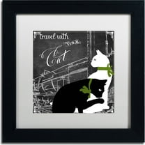 Trademark Fine Art "Travel With Your Cat" Canvas Art by Color Bakery, White Matte, Black Frame