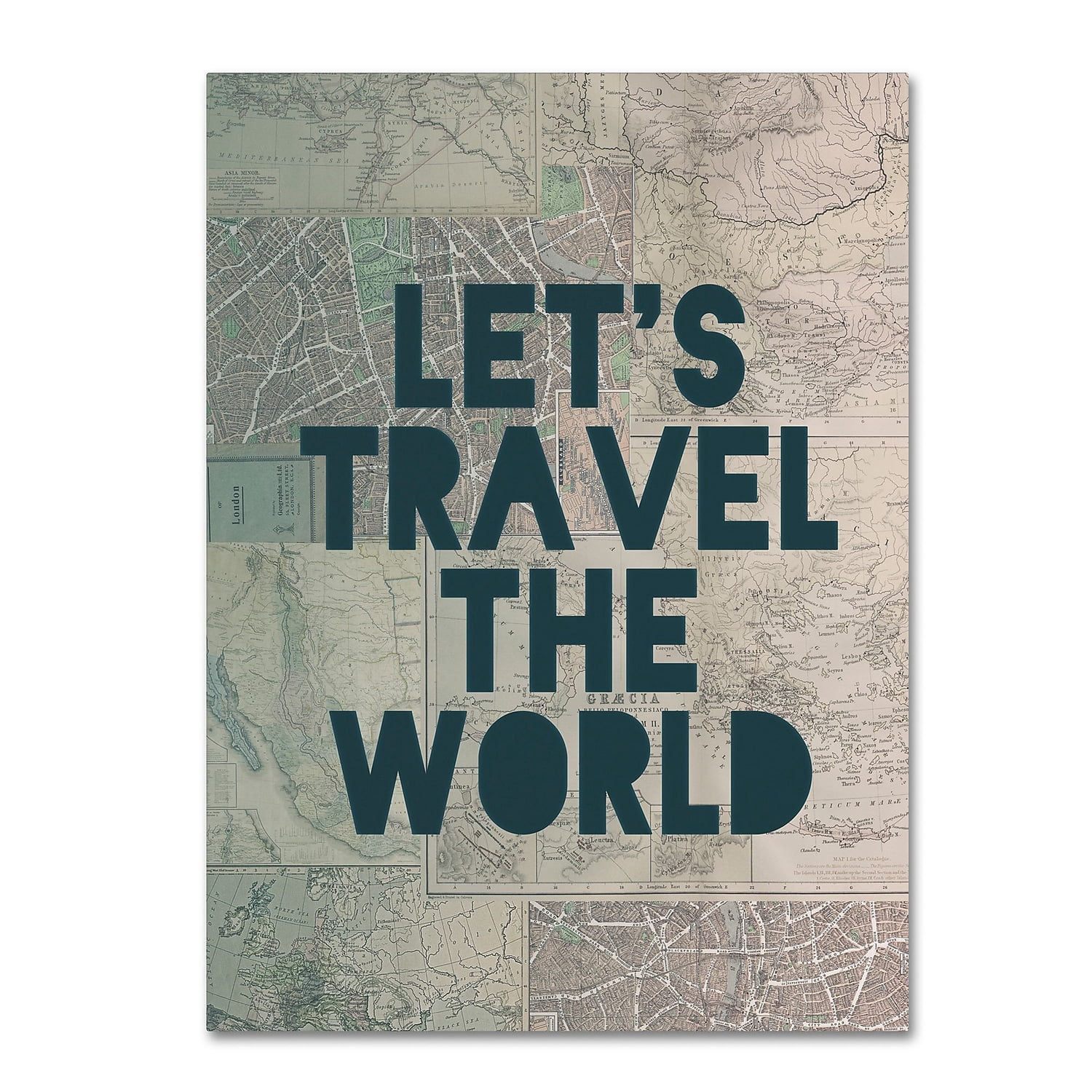 Trademark Fine Art "Travel the World" Canvas Art by Leah Flores