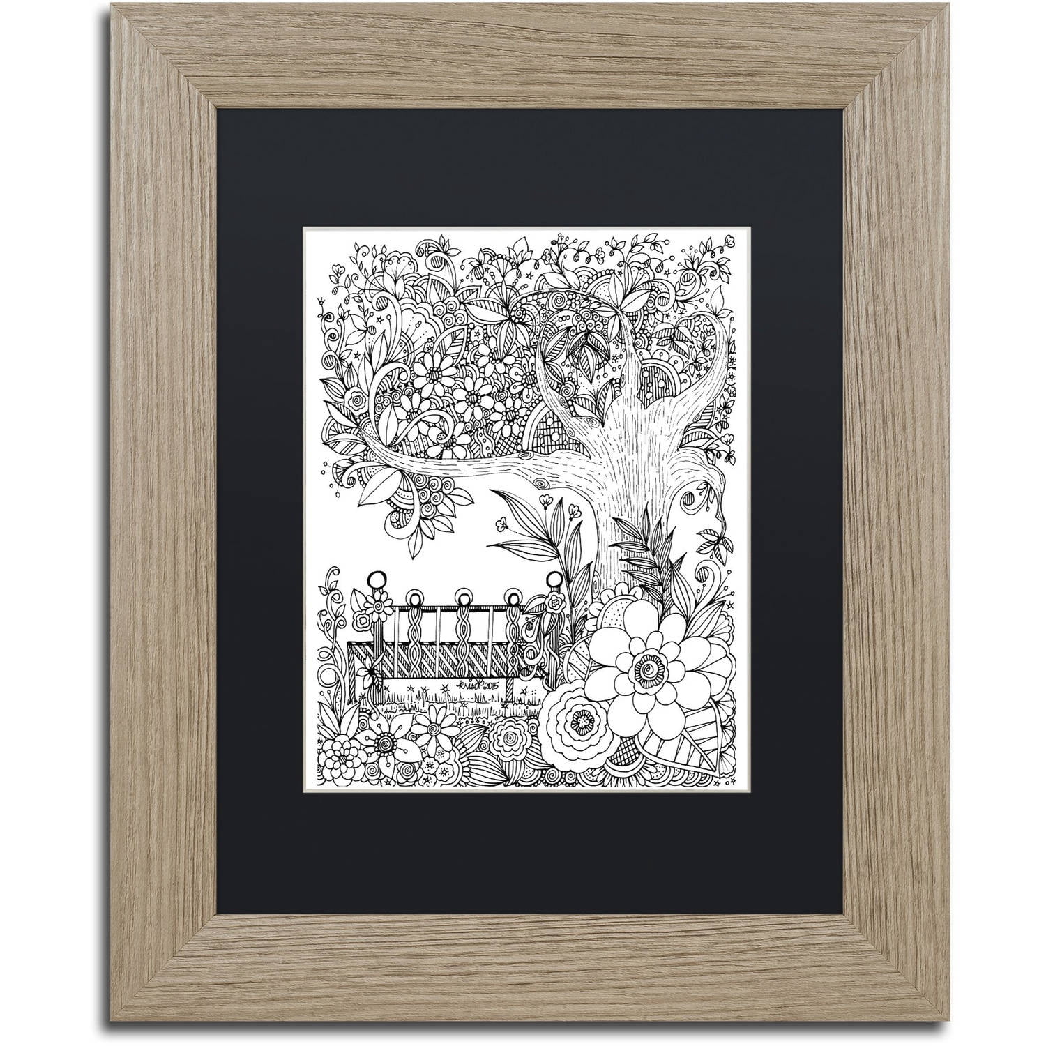 Trademark Fine Art "Tree" Canvas Art by KCDoodleArt Black Matte, Birch Frame