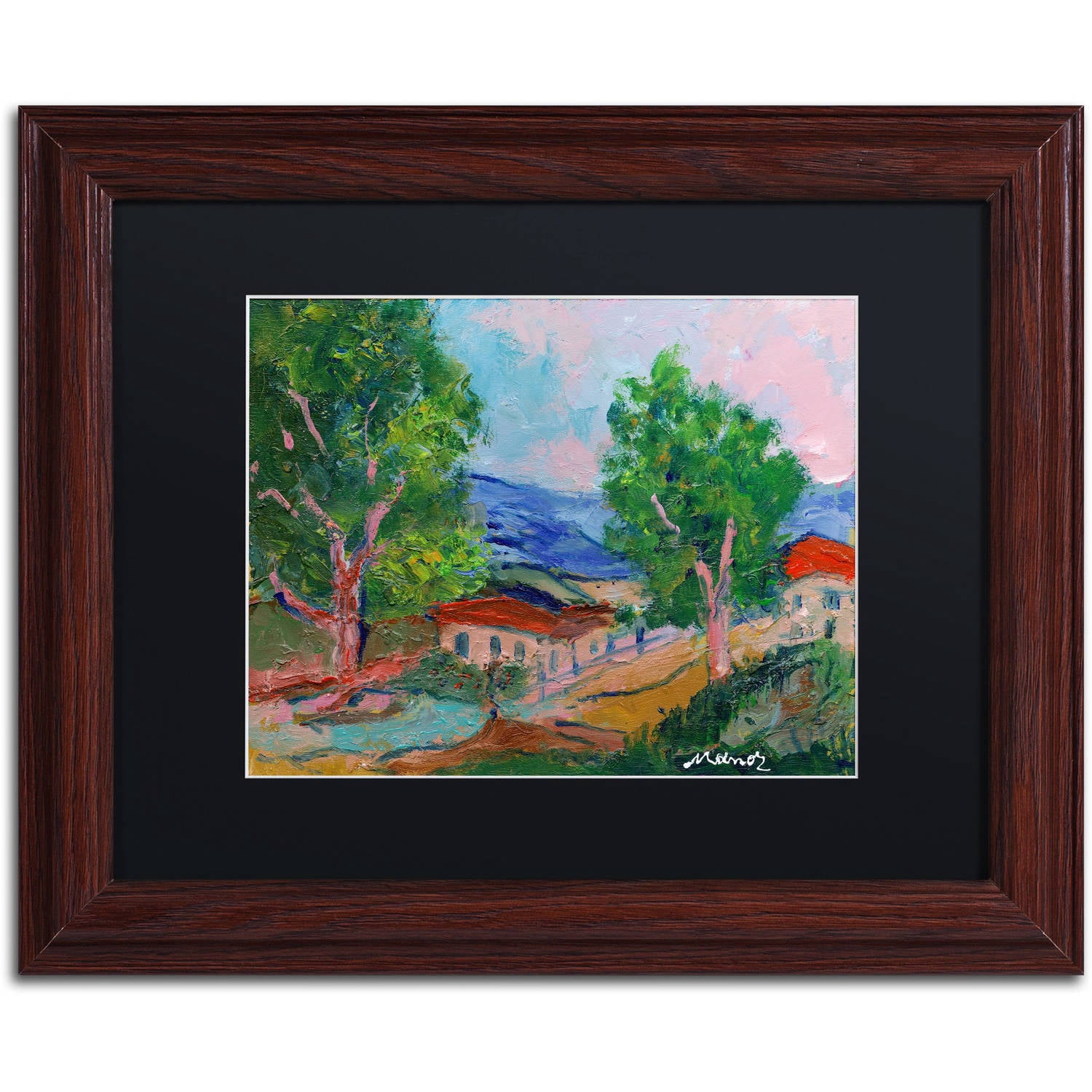 Trademark Fine Art "Tree Valley" Canvas Art by Manor Shadian Black Matte, Wood Frame
