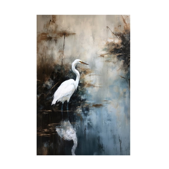 Trademark Fine Art Treechild  Egret in Lake Canvas Wall Art - 16x24