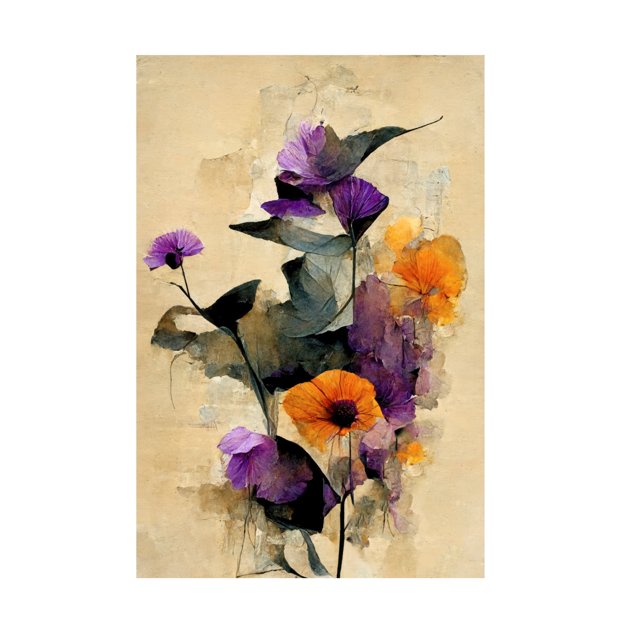 Trademark Fine Art Treechild Purple Dry Flowers Canvas Wall Art