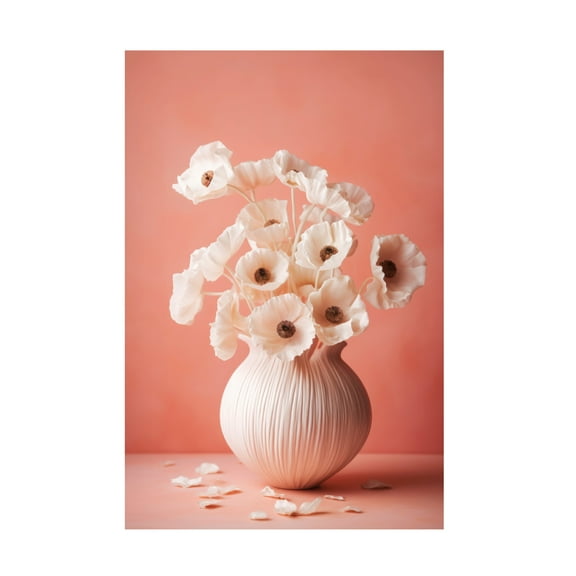 Trademark Fine Art Treechild  White Poppy On Coral Background Canvas Wall Art