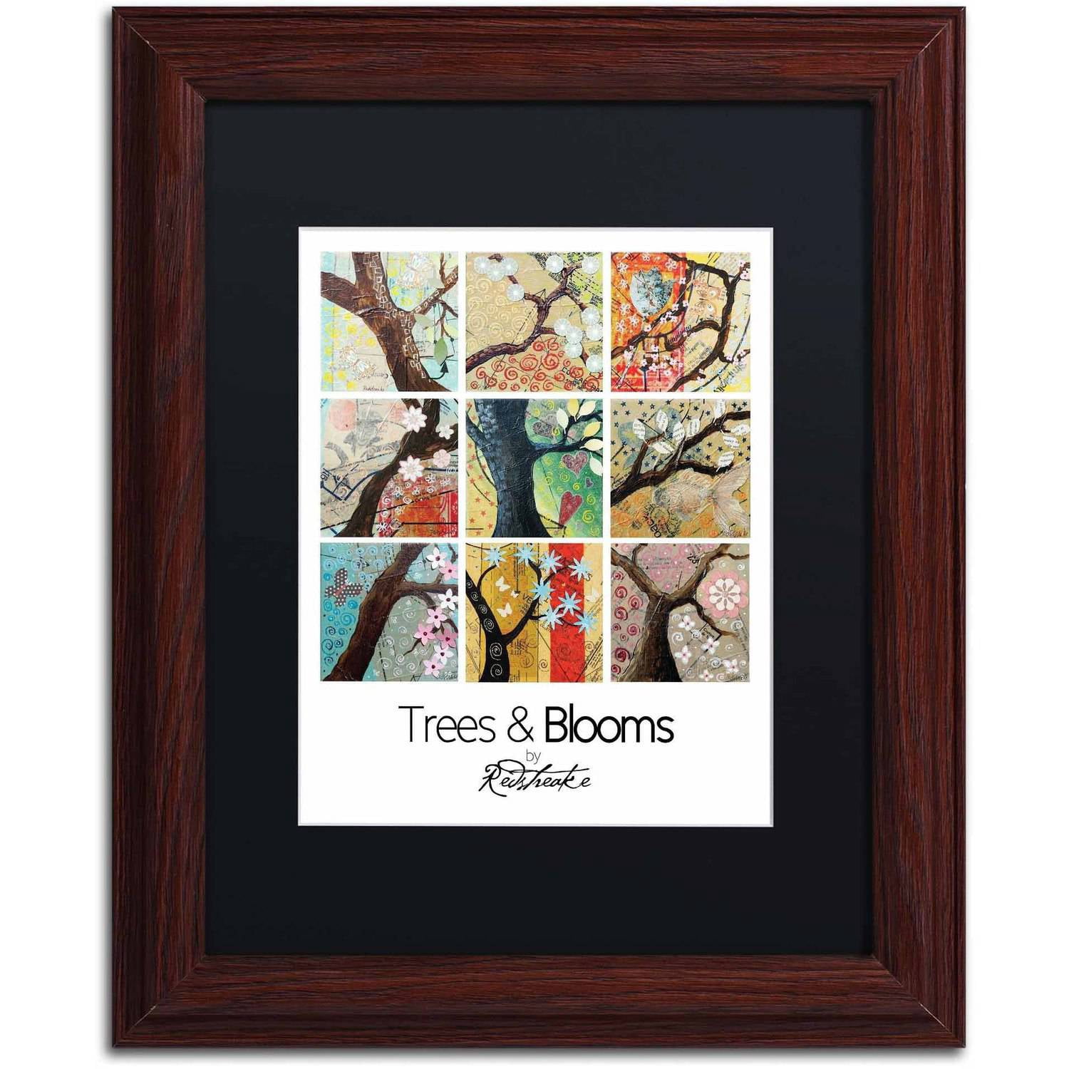 Trademark Fine Art "Trees and Blooms" Canvas Art by Jennifer Redstreake Black Matte, Wood Frame