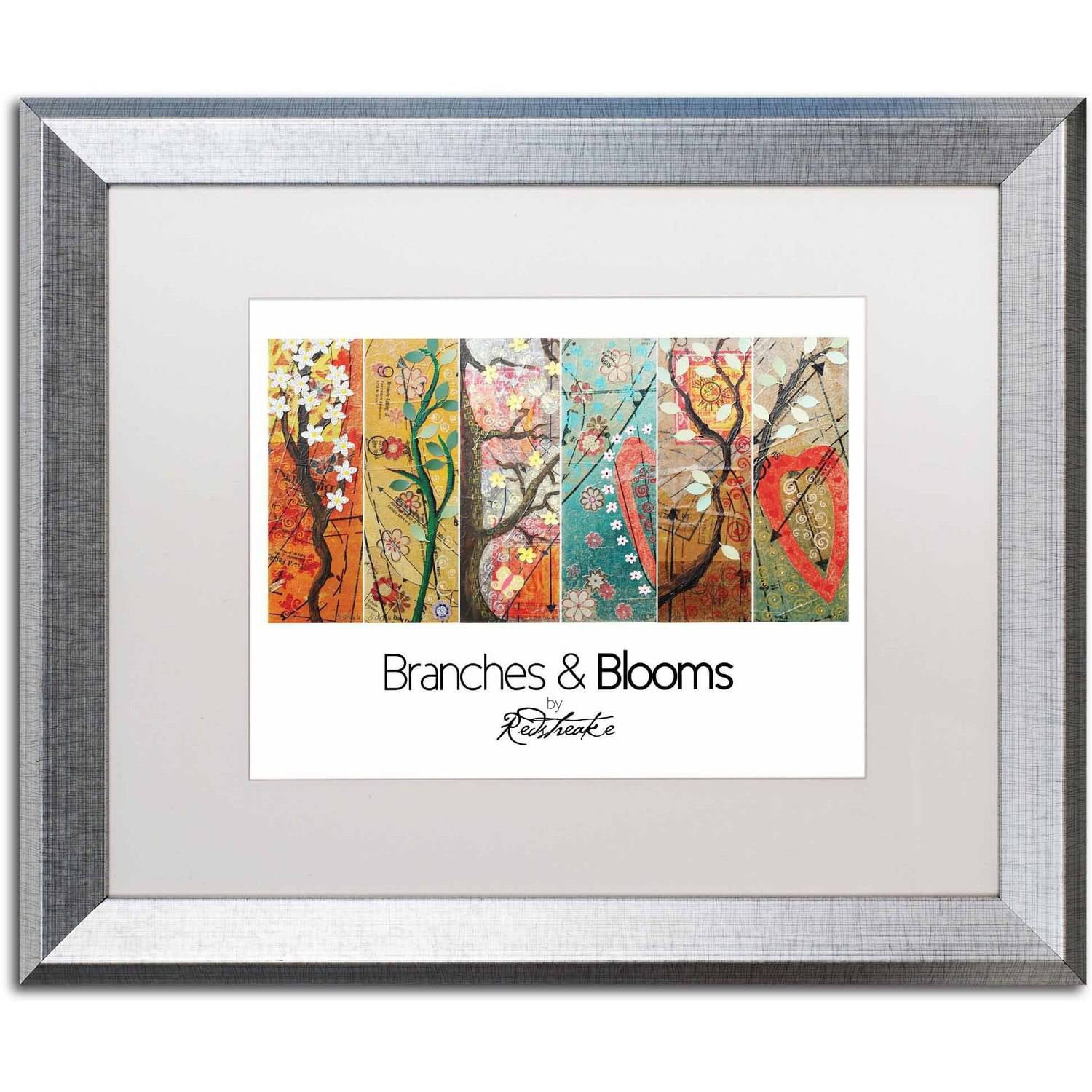 Trademark Fine Art "Trees and Blooms" Canvas Art by Jennifer Redstreake White Matte, Silver Frame