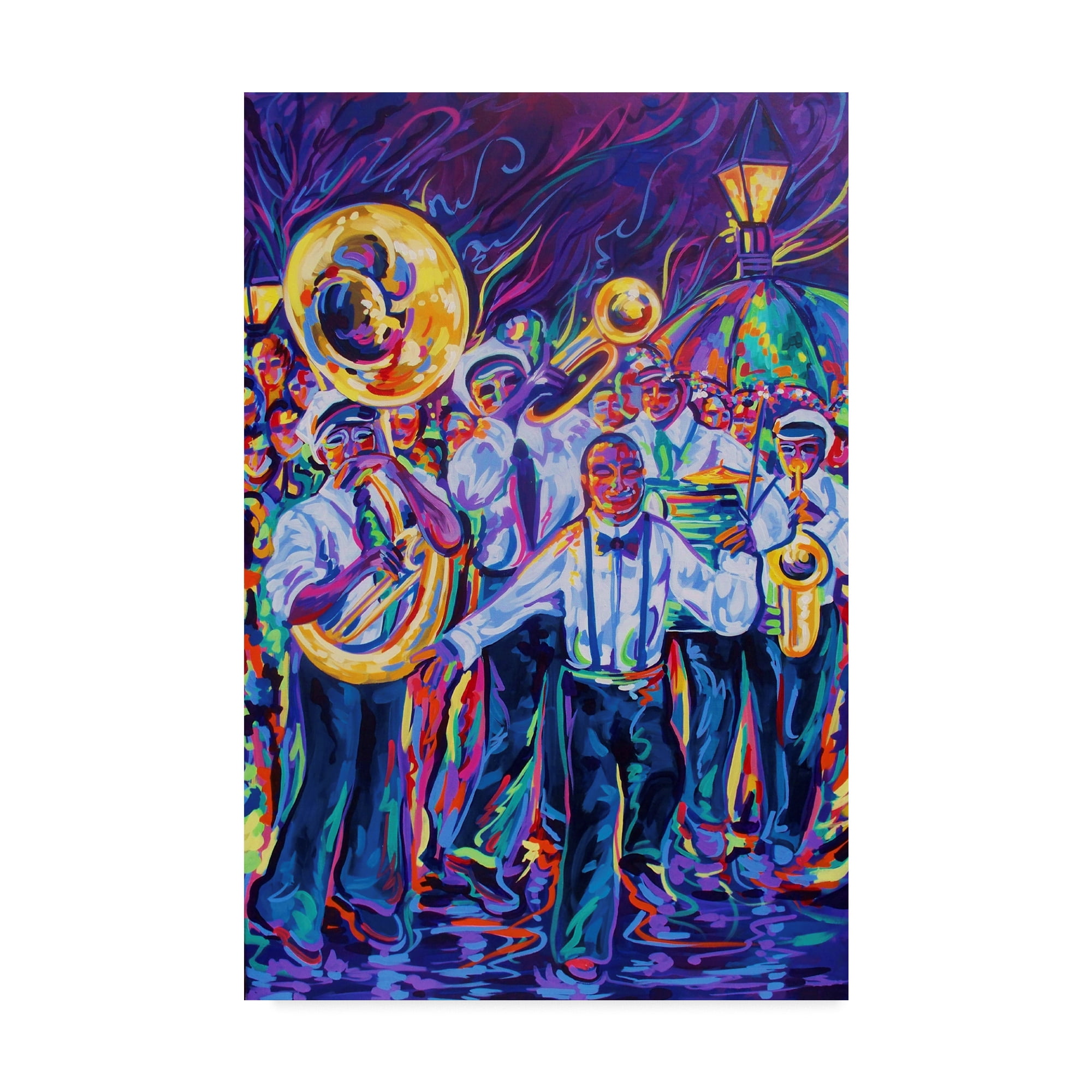 Vibrant Music Parade Framed Canvas Art 12 x 19