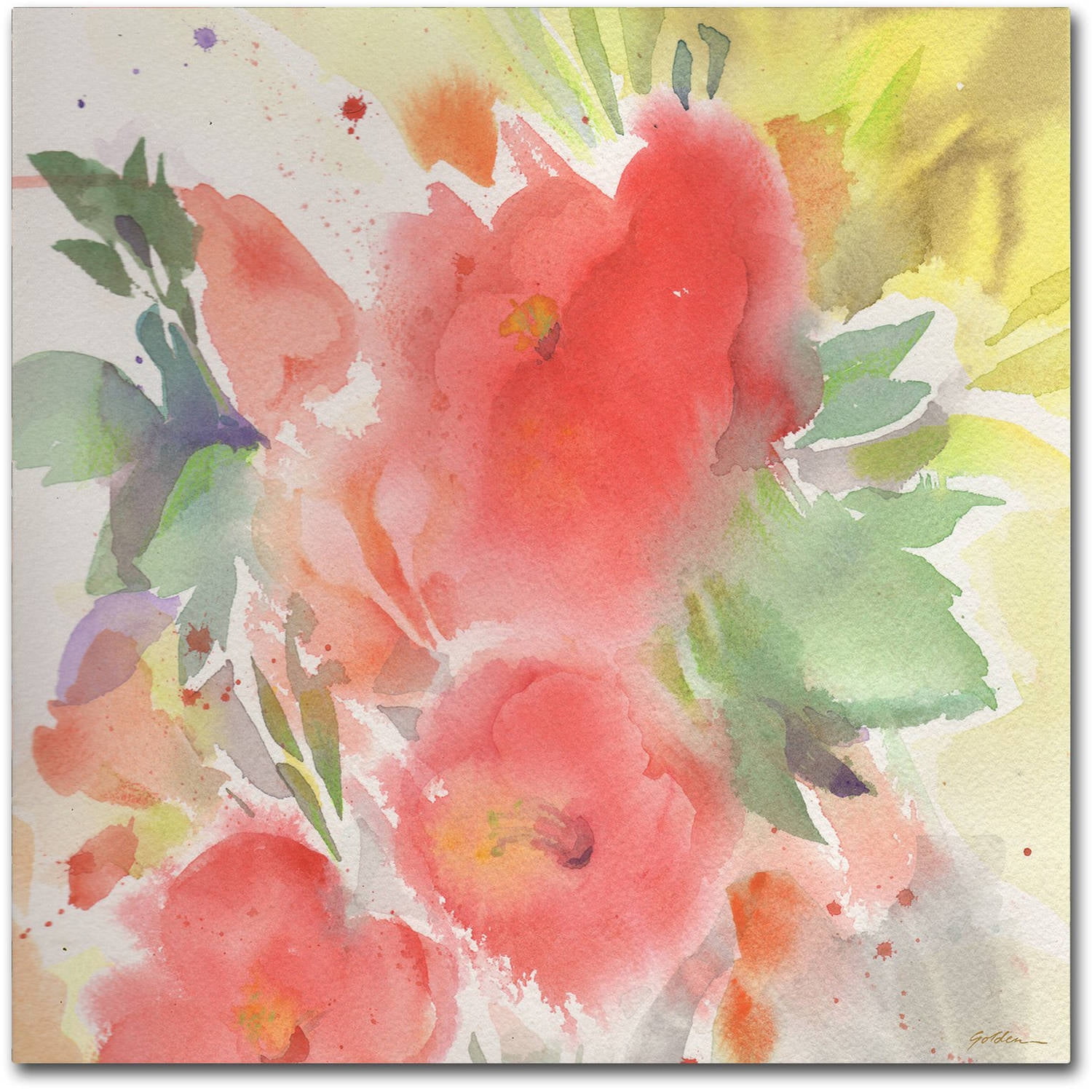 Trademark Fine Art "Trio in Red and Coral" Canvas Art by Sheila Golden