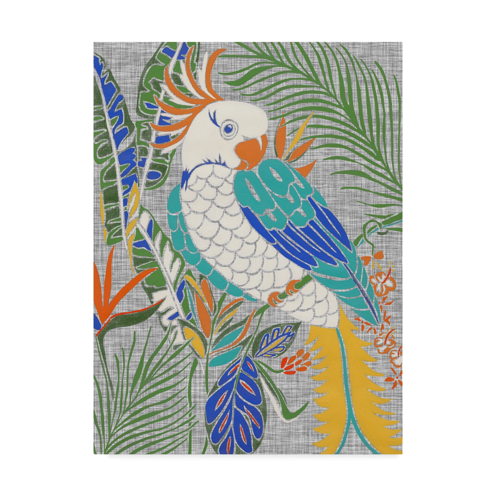 Tropical Cockatoo Canvas Art in Multicolor with Wood Frame