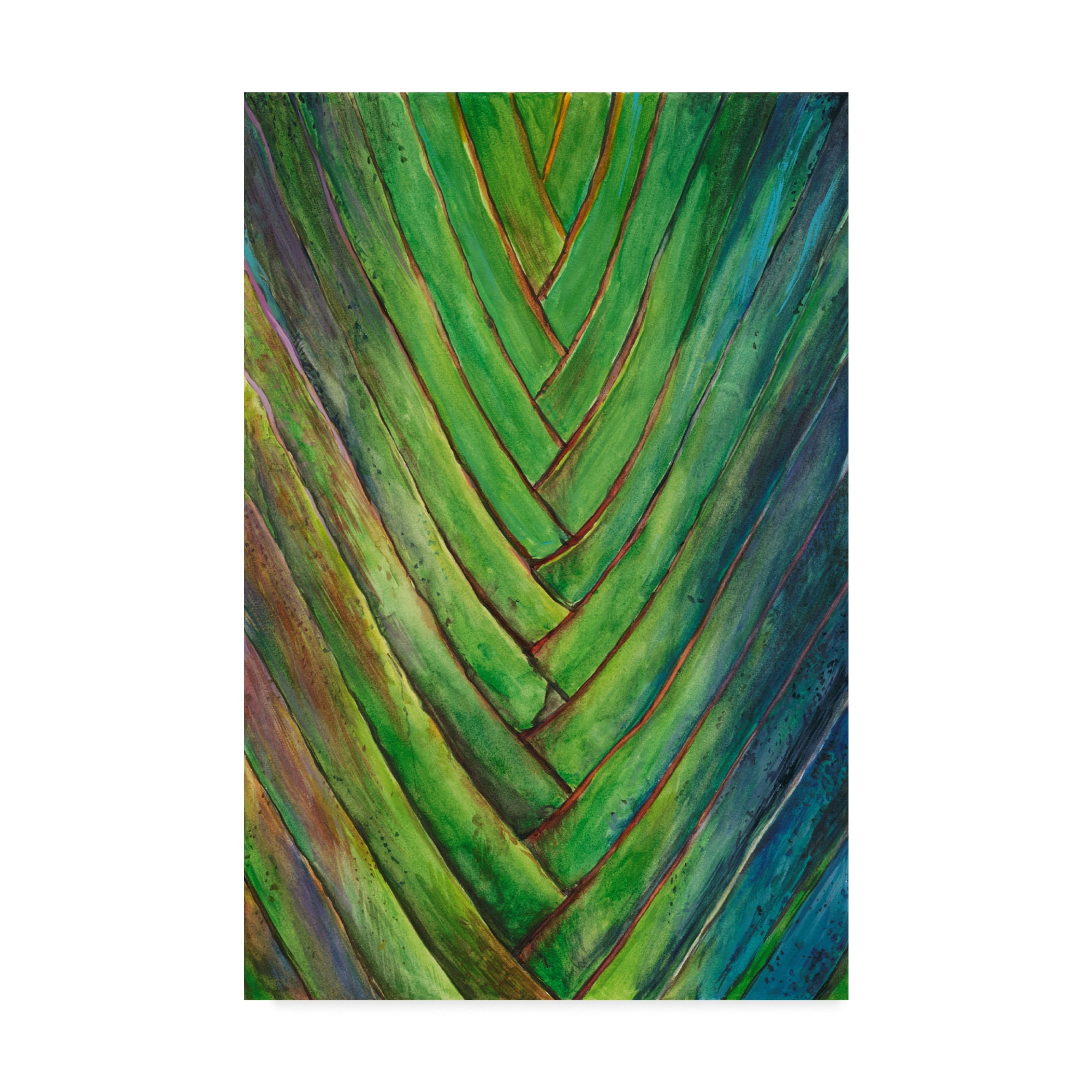 Green and Blue Abstract Leaf Canvas Print, 16 x 24