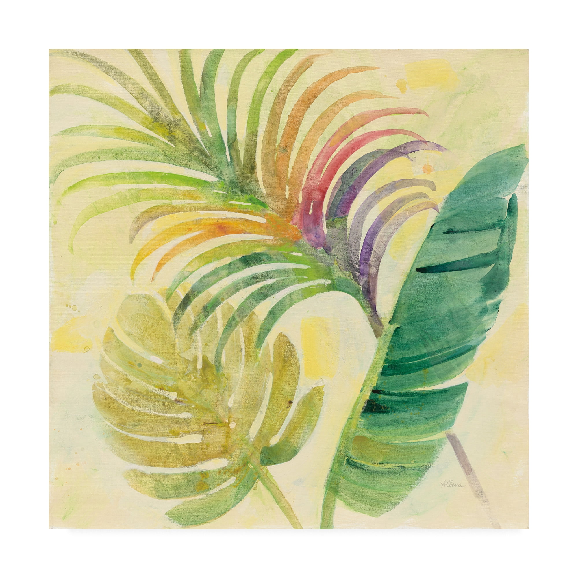 Tropical Delight II 14 x 14 Canvas Art in Green and Tan
