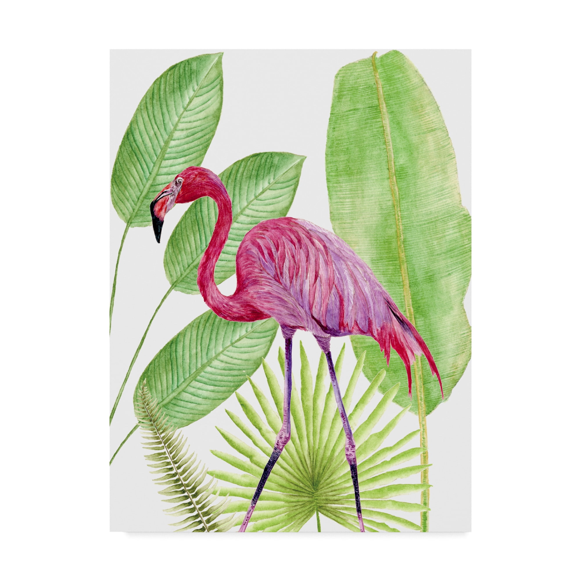 Modern Tropical Flamingo Canvas Art in Pink and Green