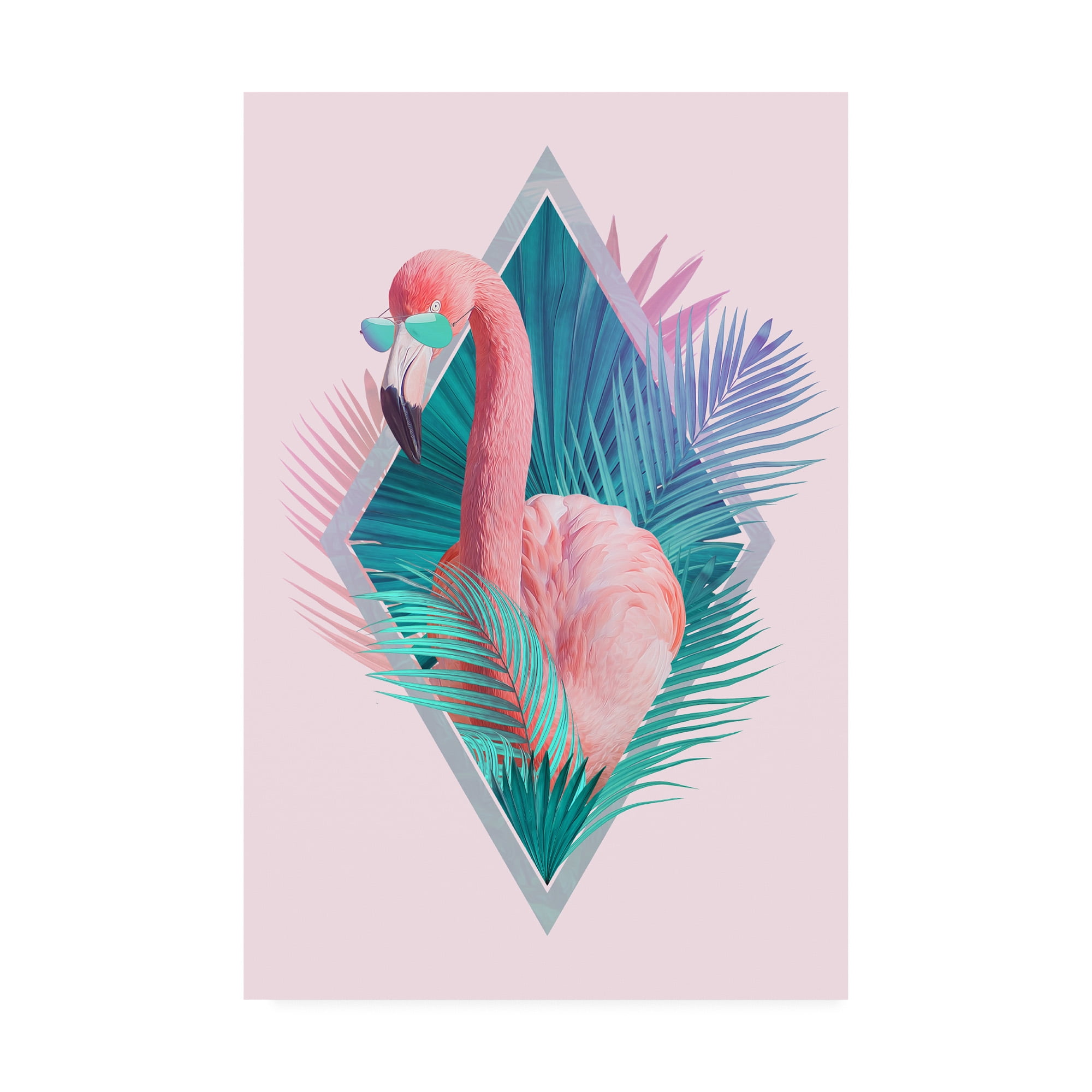 Trademark Fine Art 'Tropical Leaves Flamingo' Canvas Art by Robert Farka