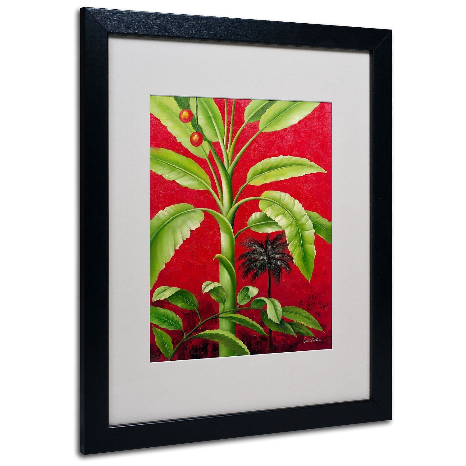 Trademark Fine Art "Tropical Palm II" Canvas Art by Victor Giton, Black Frame