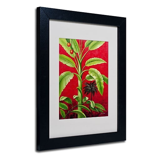 Tropical Palm II Red Canvas Print with Black Frame